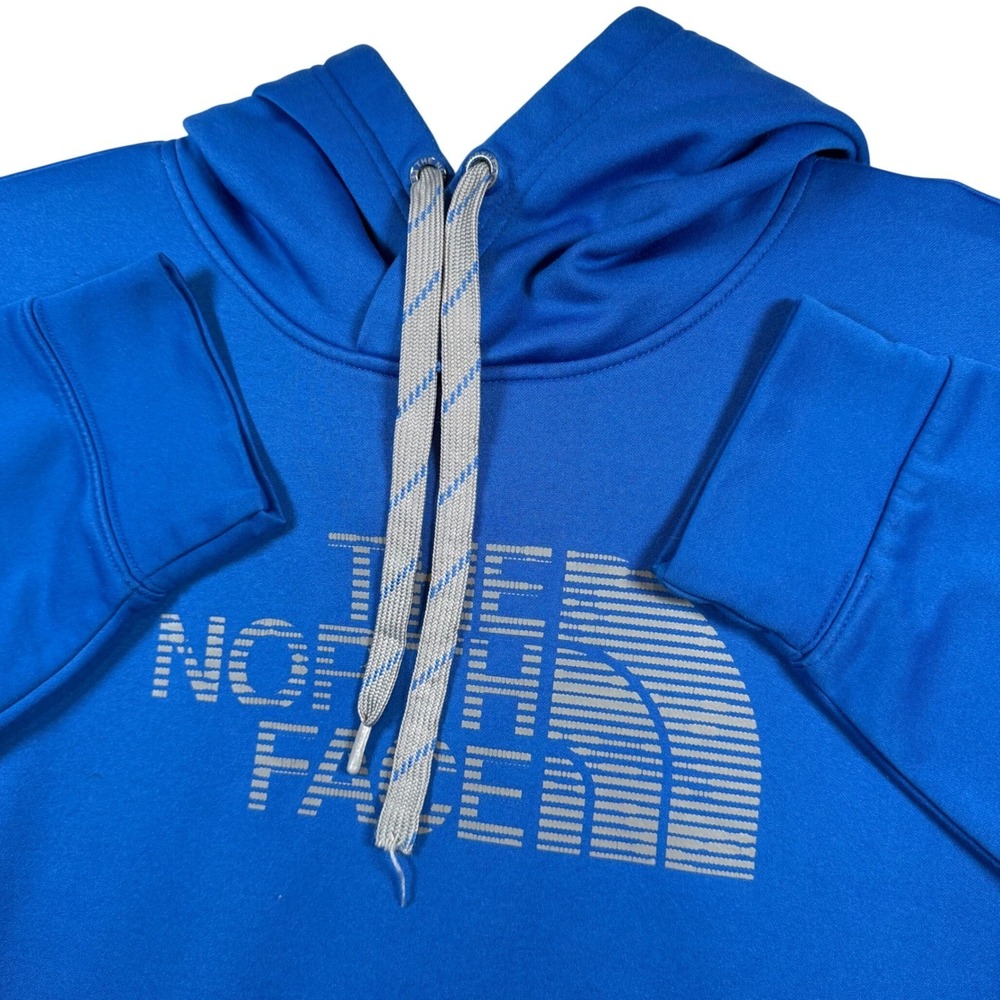 The North Face Mens Blue Hoodie Fleece Pullover Logo Graphic Size Large
